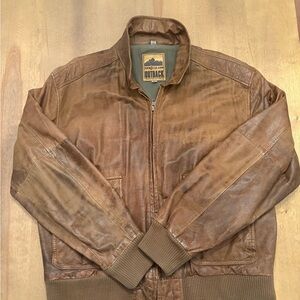 Vintage Outback New Zealand Brown Leather Bomber Jacket - Men's